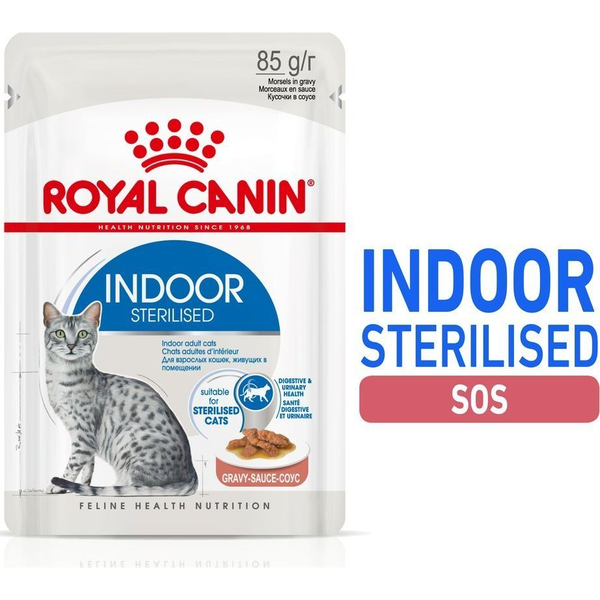 Royal Canin Indoor Sterilised Gravy - Lakásban Tartott Felnőtt Macska Szószos Nedves Táp 12 X  85 G