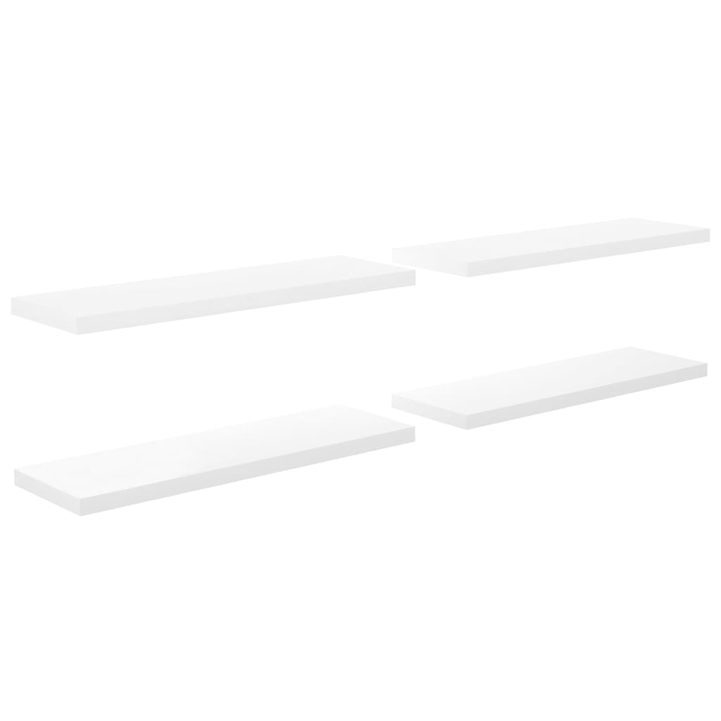 4 db magasfényű fehér MDF fali polc 120 x 23,5 x 3,8 cm (323759)
