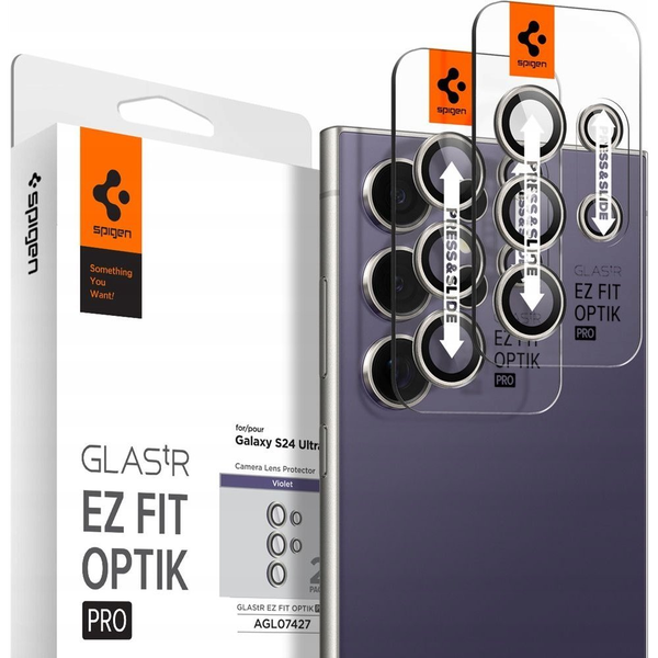 Spigen OPTIK PRO kameravédő üveg 2db (9H, csak lencse) LILA Samsung Galaxy S24 Ultra (SM-S928) (AGL07427)