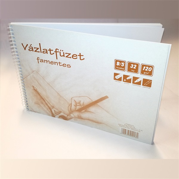 B5 famentes 32 lapos spirálos vázlatfüzet (P1115-0030)