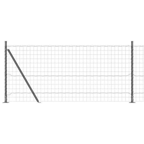 Gard Euro cu 7 stâlpi cu flanșă 0.8x10 m Oțel galvanizat