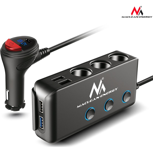 Divisor Para Encendedor De Cigarrillos, Voltímetro, 3.0, 3xusb 6.8a Maclean Mce218