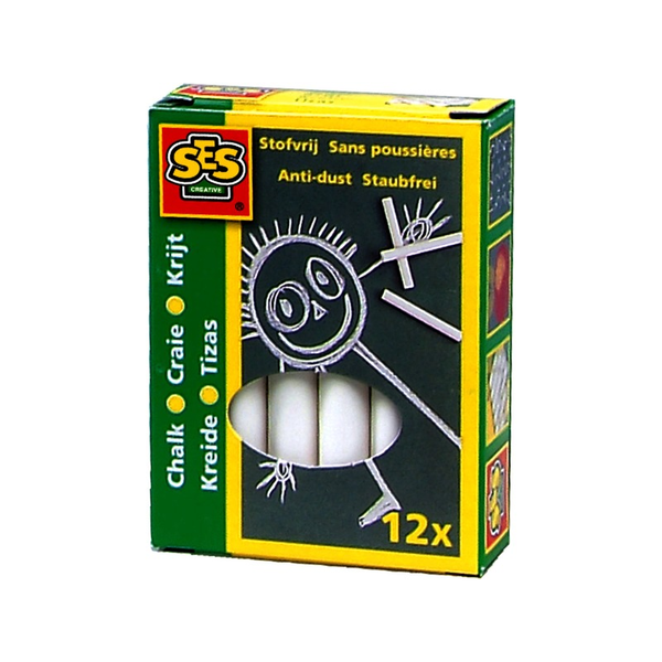 SES Creative Set of Children's Chalk white Hvid 12 stk