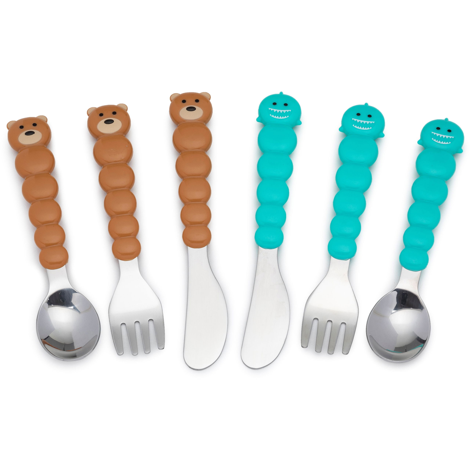 Melii Mackó és cápa evőeszközök, barna/kék 6 db (790693162009)