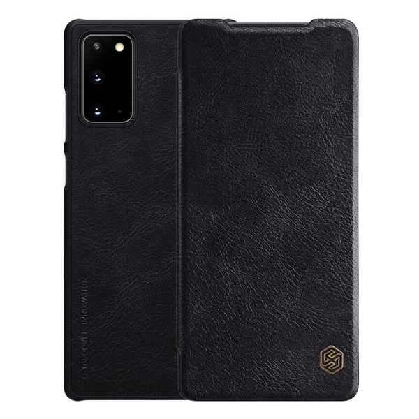 NILLKIN QIN tok álló, bőr hatású (FLIP, oldalra nyíló, bankkártya tartó) FEKETE [Samsung Galaxy Note 20 5G (SM-N981F)] (5996457976096)
