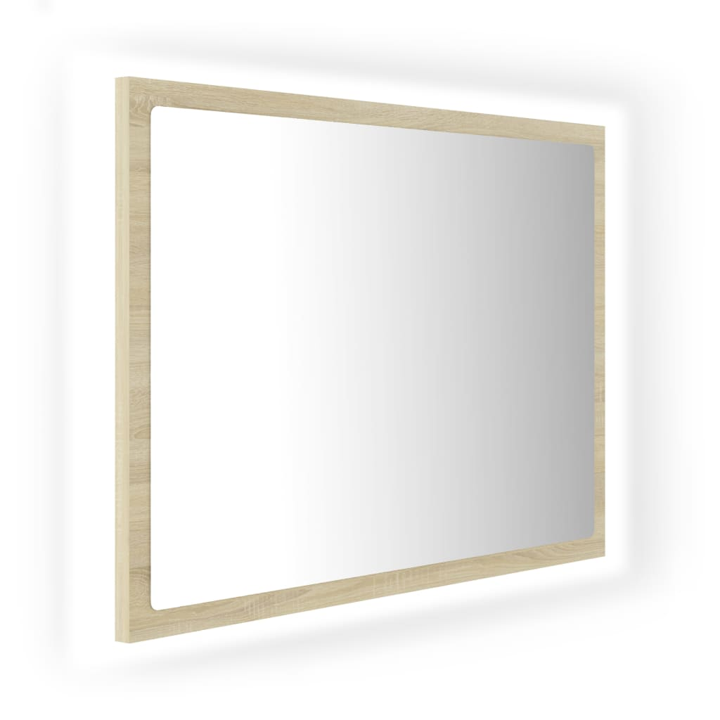 sonoma-tölgy akril LED-es fürdőszobai tükör 60x8,5x37 cm (804919)
