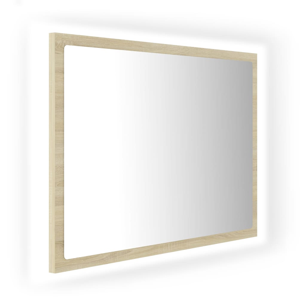 sonoma-tölgy akril LED-es fürdőszobai tükör 60x8,5x37 cm