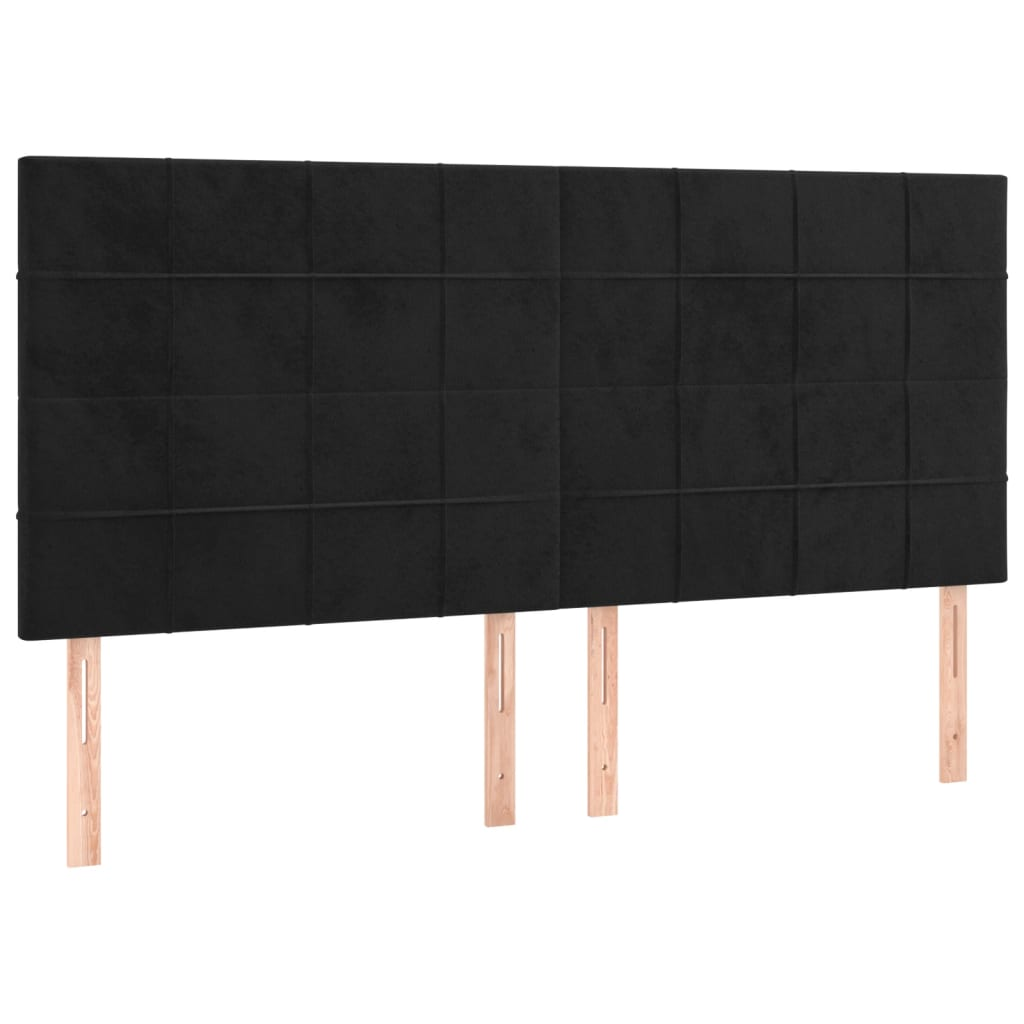 4 db fekete bársony fejtámla 80 x 5 x 78/88 cm (3116388)