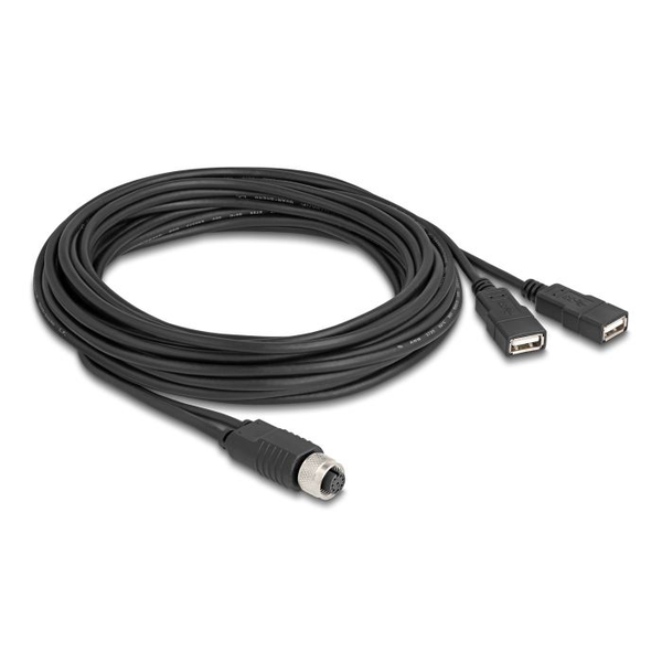 Sériový kabel M12 8pin - 2x USB 2.0 5m Delock 60652