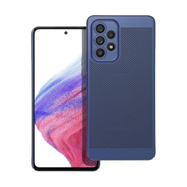 Samsung Galaxy A53 5G SM-A536U, Műanyag hátlap védőtok, légáteresztő, lyukacsos minta, Breezy, sötétkék (RS142629)
