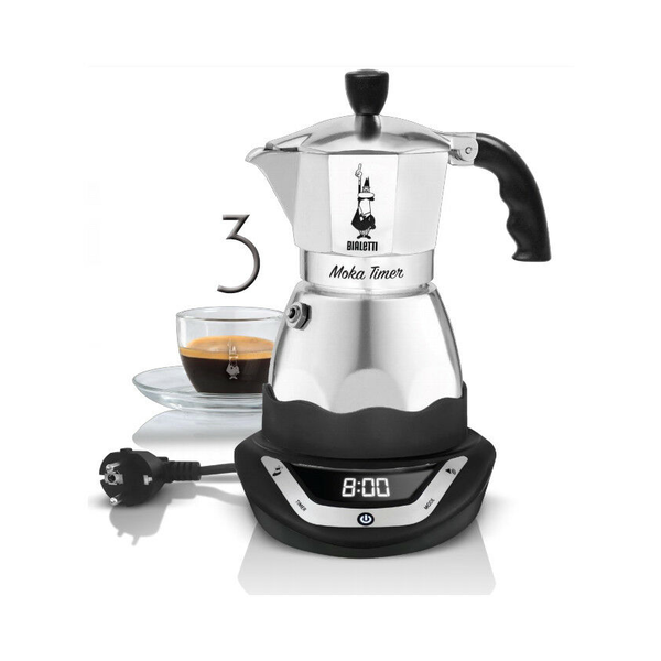 Bialetti Moka Easy Timer 3TZ Kotyogós Kávéfőző - Ezüst/Fekete