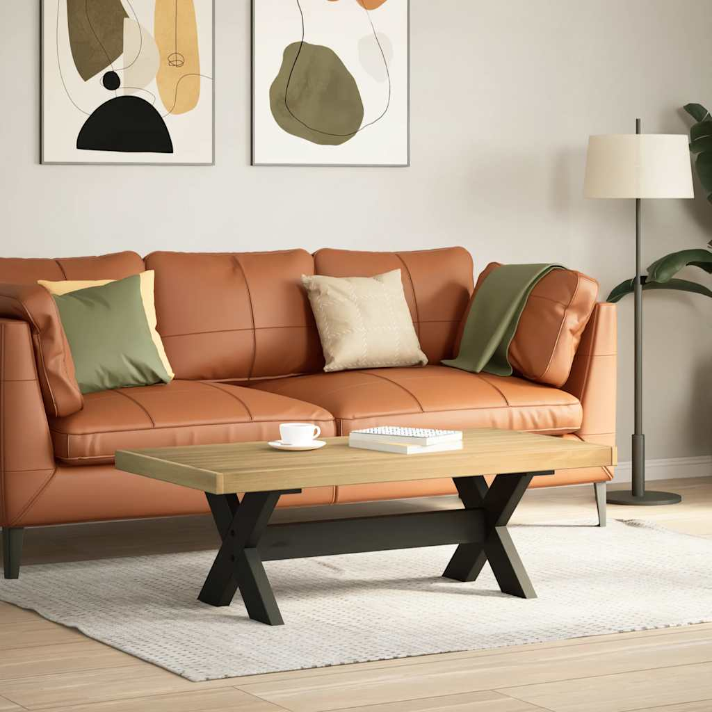 dohányzóasztal NOAIN X alakú lábak 120x60x40cm tömör fa fenyőfa (4100034)