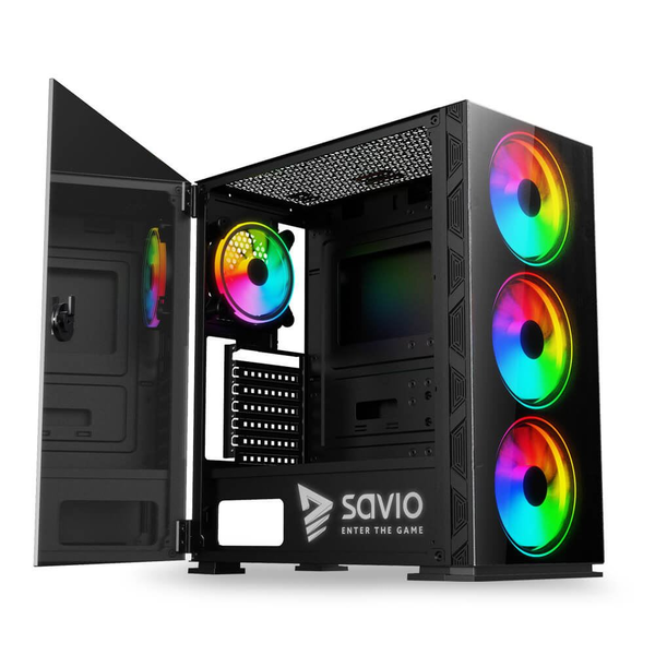 Savio Prime X1 ARGB táp nélküli ablakos ház fekete (SAVGC-PRIMEX1)