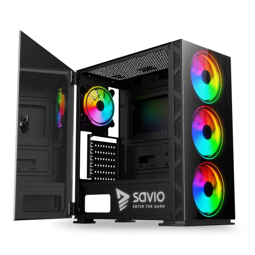 Savio Prime X1 ARGB táp nélküli ablakos ház fekete (SAVGC-PRIMEX1) (SAVGC-PRIMEX1)