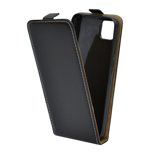 Tok álló, bőr hatású (FLIP, lefelé nyíló, szilikon tartó) FEKETE [Honor 9S] (5996457981380)