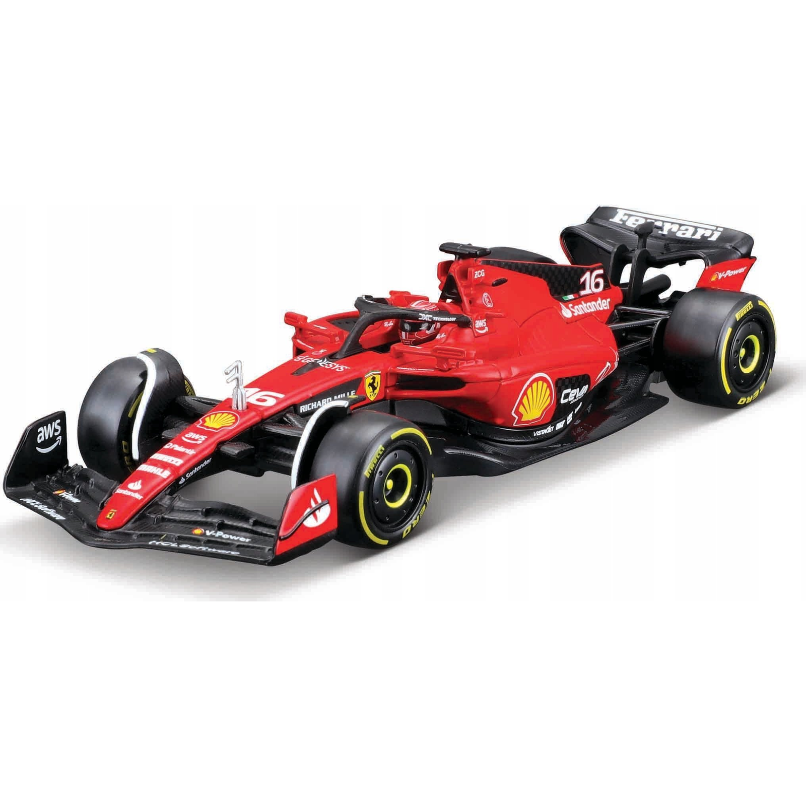 Bburago: Ferrari SF23 F1 versenyautó fém autómodell 1/43 (Charles Leclerc #16) (638117)