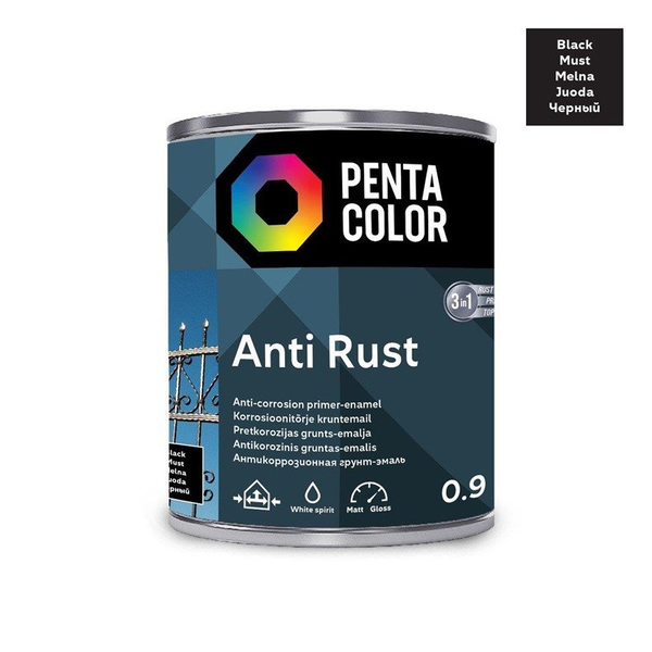  Pentacolor ANTICOR PAINT ANTI-RUST BLACK 0.9L