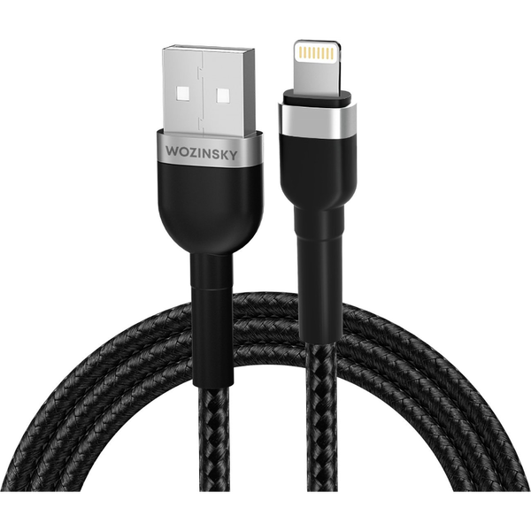 Pleten kabel za iPhone USB-A - Lightning 2.4A 1m črn
