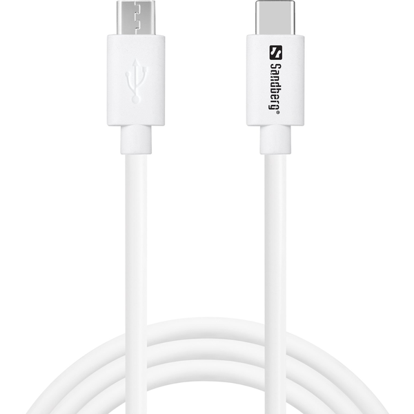 Sandberg 136-74 USB-kabel 1 m USB C Micro-USB B Hvid