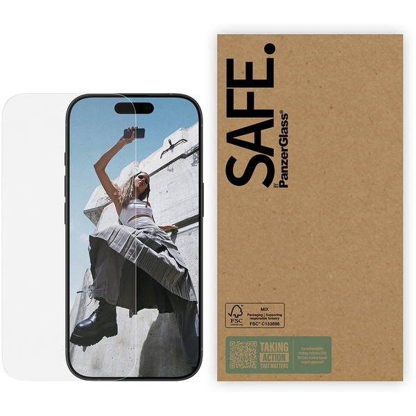 PanzerGlass SAFE. by ® Screen Protector iPhone 17 | iPhone 17 Pro | iPhone 16 Pro | Ultra-Wide Fit Klar skærmbeskytter Apple 10 stk