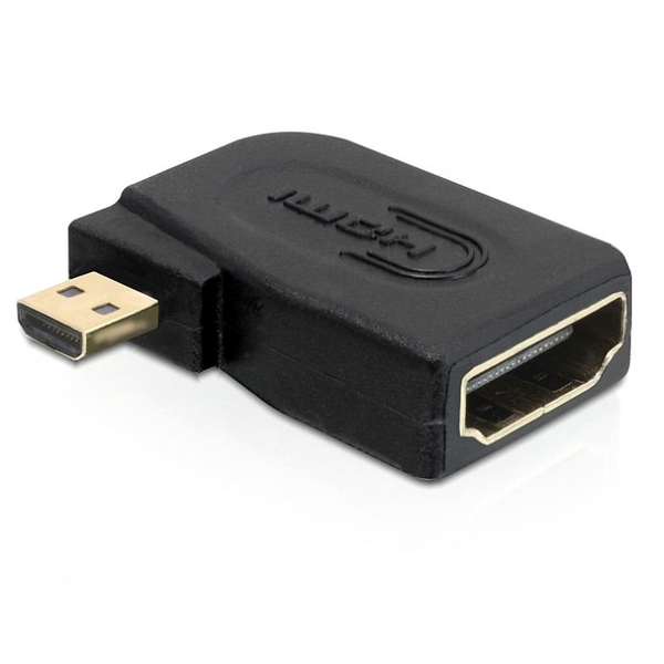Adaptér micro HDMI-D samec na A samice, boční úhlový, černý Delock 65352