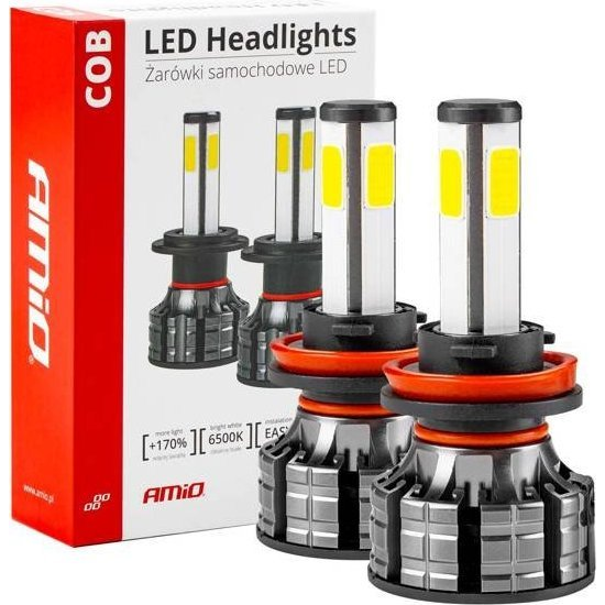  AMiO Żarówki samochodowe led cob 4side amio h8/h9/h11