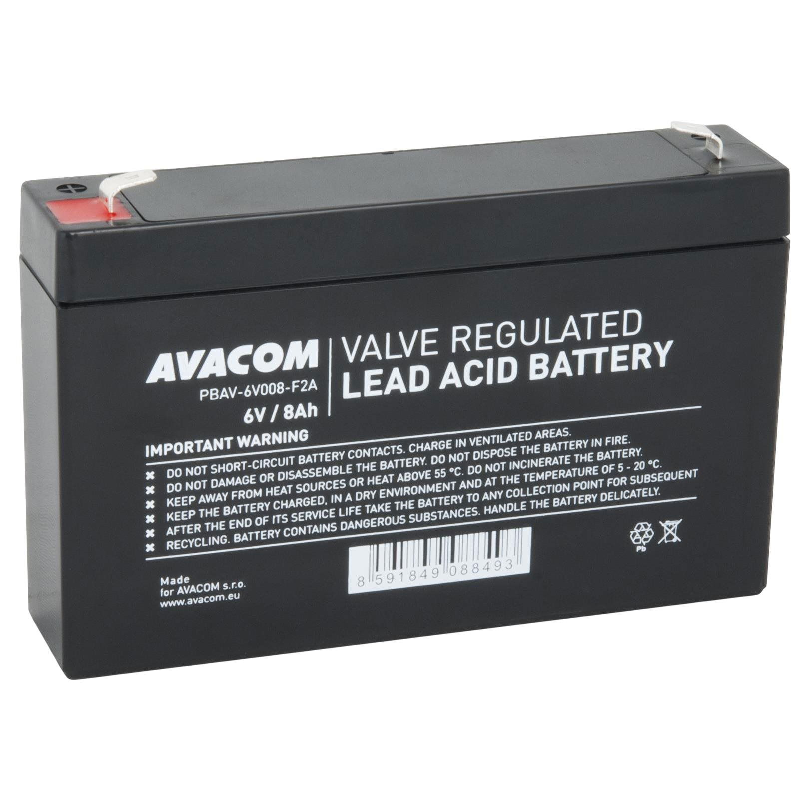 AVACOM Akkumulátor 6V 8Ah F2 (PBAV-6V008-F2A)