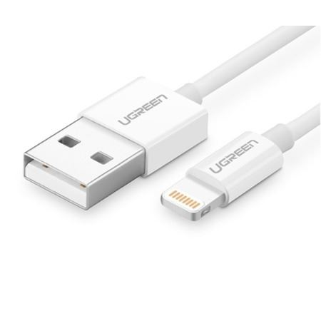 Ugreen cable USB 2.0 A lightning 2m, 5V/2.4A iPhone 7 / 7plus / 6S/ 6 / 6 Plus, iPhone 5s/5c/5, iPad Mini/Mini 2, iPad 1 m Blanco