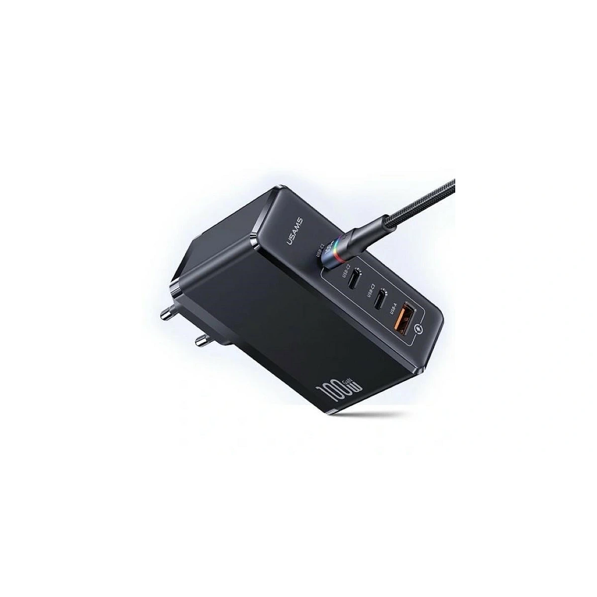 USAMS PD T50 3x USB-C / USB-A Hálózati töltő - Fekete (100W) (USA001214)