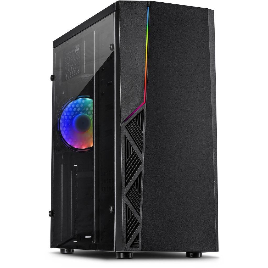 Inter-Tech B-02 RGB táp nélküli ablakos ház fekete (88881330) (it88881330)