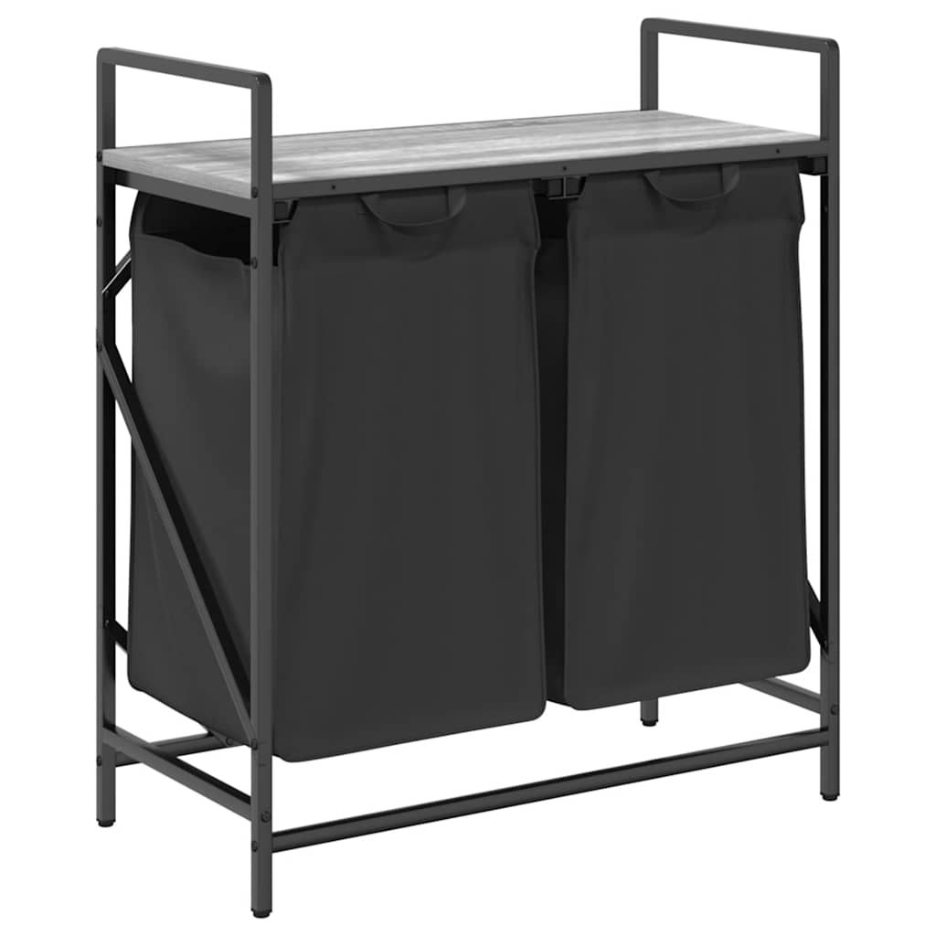 szürke sonoma mosodai kosár 2 rekeszes polccal (859068)