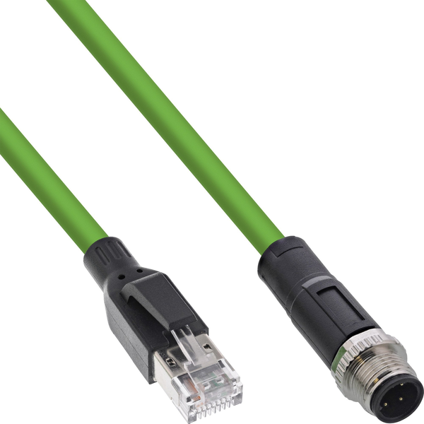 InLine 40403 kábel pre snímače a akčné členy 3 m M12 RJ-45 Zelená