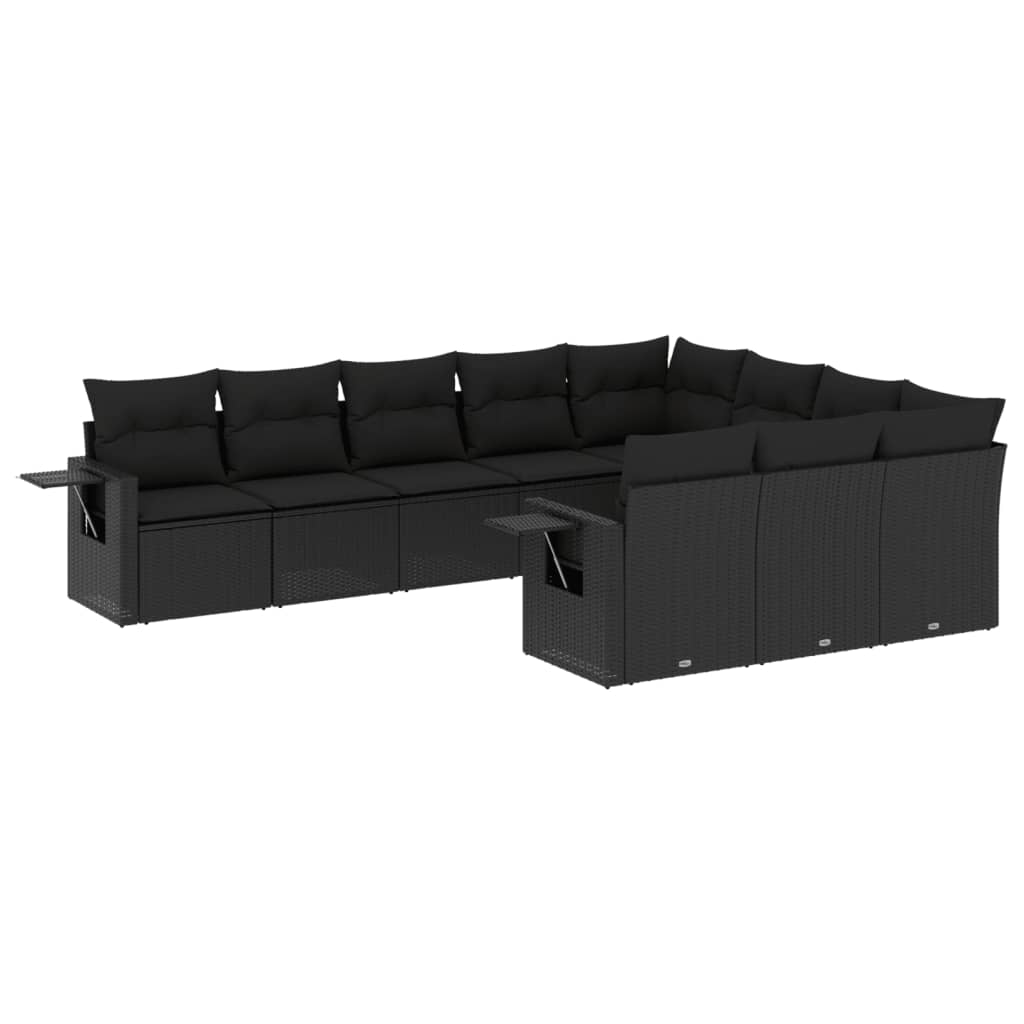 10 részes fekete polyrattan kerti ülőgarnitúra párnákkal (3220684)