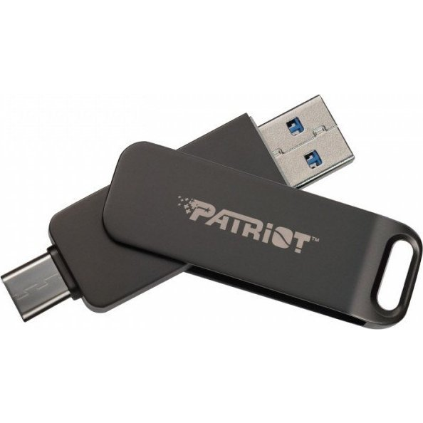 Patriot PE512GR550DSAD RAGE R550 USB Stick, 512 GB, USB 3.2 Gen 1 Type A+C, Swing, Black