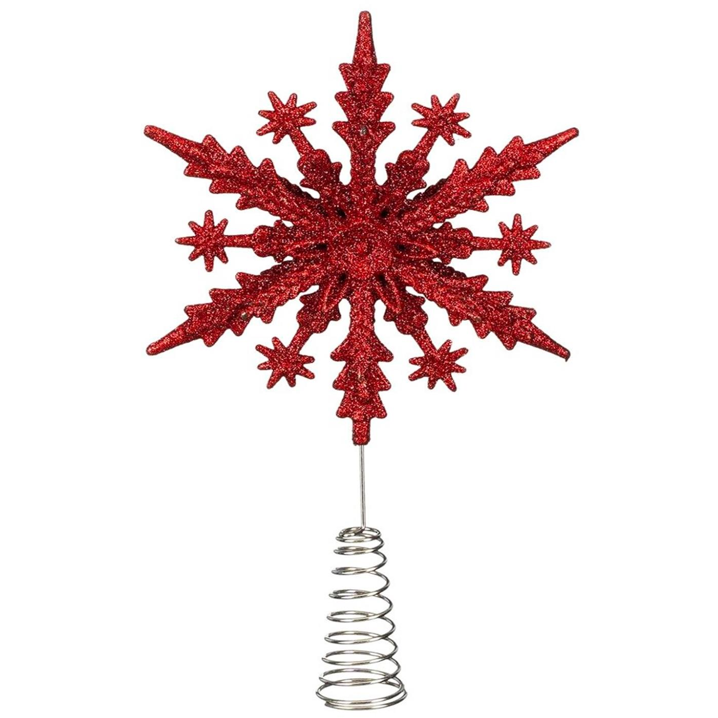 LAALU hópehely karácsonyfacsúcs - piros, műanyag, 23 cm (LAU-6181)