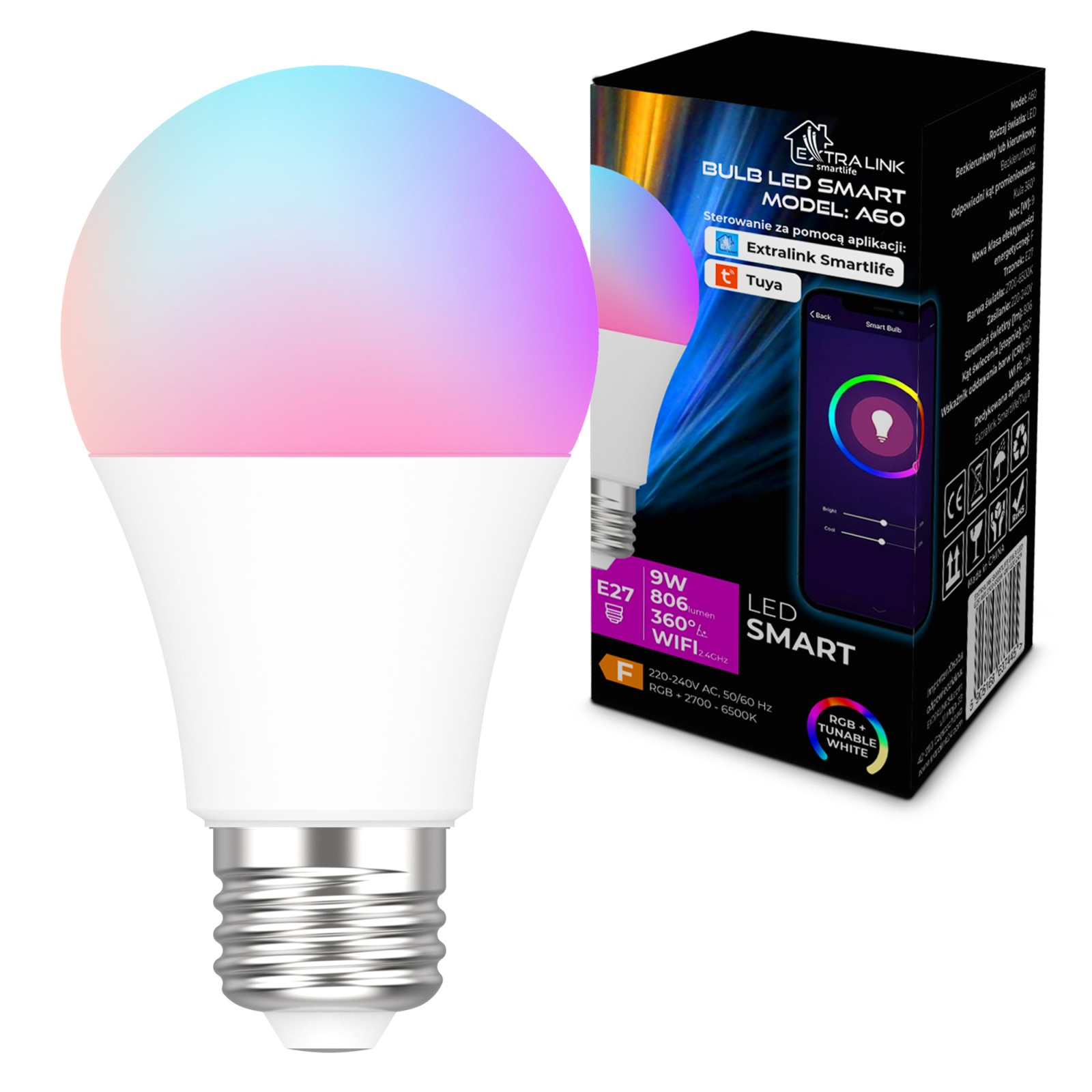 ExtraLink Smartlife A60 E27 RGB LED Okos izzó (LED E27 A60)