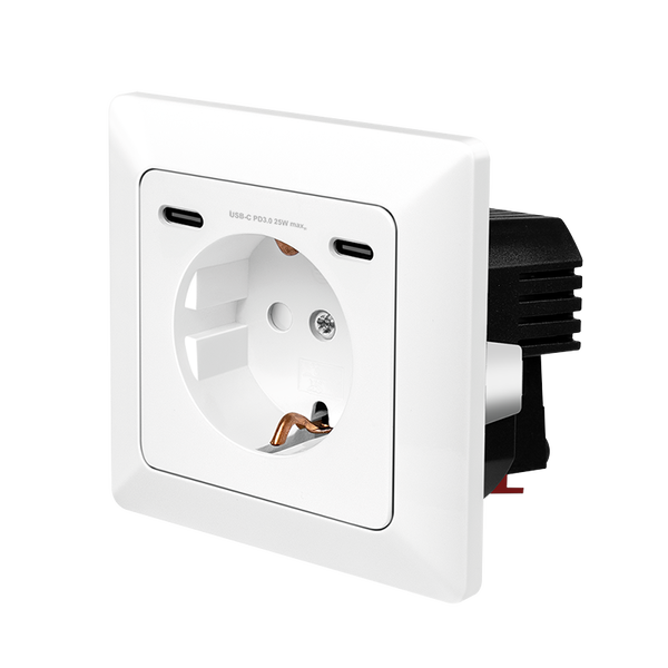 LOGILINK Wall outlet 1x CEE 7/3 2x USB-C 25 W PD installation depth: 29.5 mm
