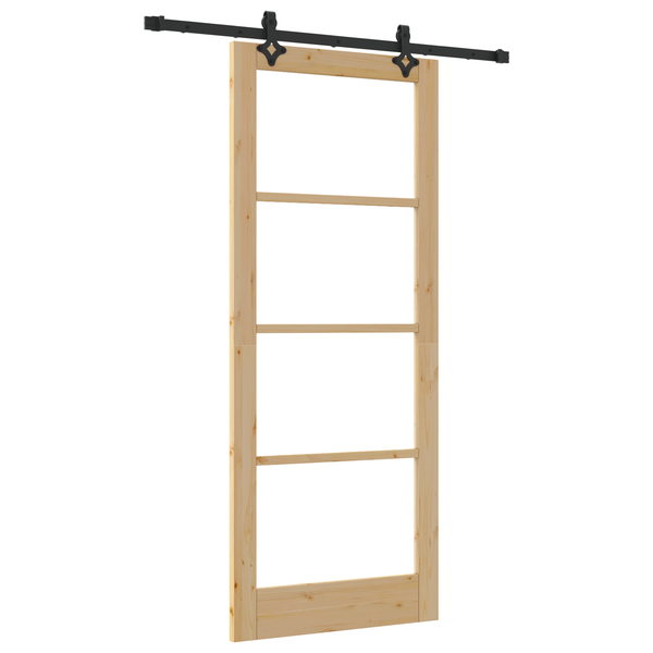 Ușă glisantă cu set hardware 86x211 cm din lemn masiv de pin, Ușă interioară cu sticlă 'ORKDAL'86x211x4 cm din lemn masiv de pin