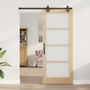 Ușă glisantă cu set hardware 86x211 cm din lemn masiv de pin, Ușă interioară cu sticlă 'ORKDAL'86x211x4 cm din lemn masiv de pin