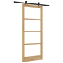 Ușă glisantă cu set hardware 86x211 cm din lemn masiv de pin, Ușă interioară cu sticlă 'ORKDAL'86x211x4 cm din lemn masiv de pin