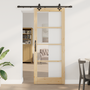 Ușă glisantă cu set hardware 86x211 cm din lemn masiv de pin, Ușă interioară cu sticlă 'ORKDAL'86x211x4 cm din lemn masiv de pin