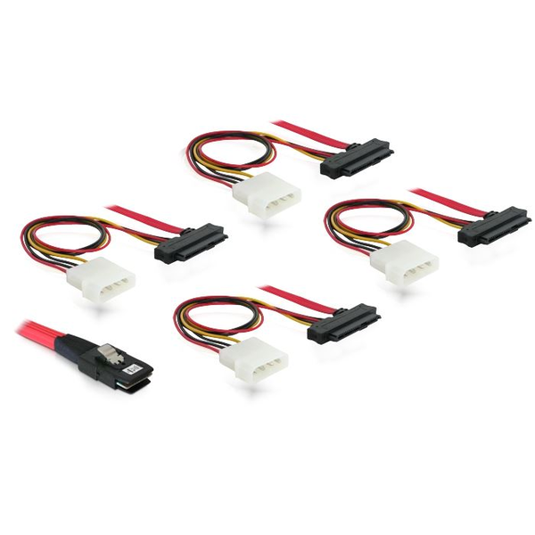 DELOCK SAS Kabel Mini SAS 36Pin -> 4x SAS 29Pin + 4Pin Molex