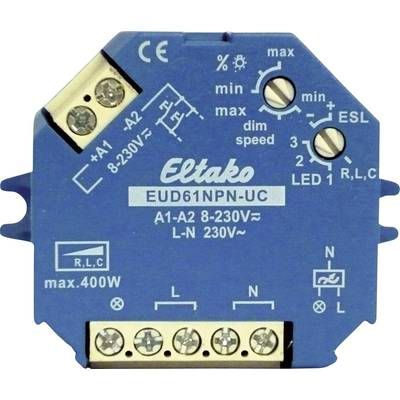 Eltako EUD61NPN-UC Falra szerelhető dimmer, Beépíthető dimmer Alkalmas fényforrásokhoz: Izzó, Energiatakarékos izzó, Halogén izzó, Fénycső Kék (EUD61NPN-UC)