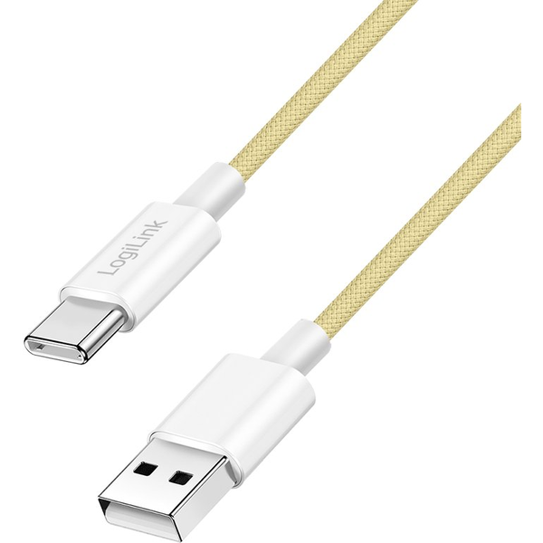 Logilink USB 2.0 Typ-C Kabel C/M > A/M, Nylon, 60W gelb 0,5m