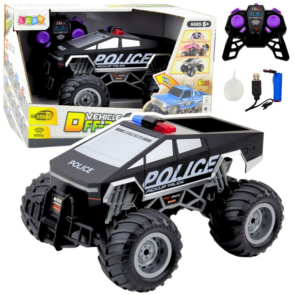 Police Off-Road RC Távirányítású Terepjáró Autó Fekete 1_16