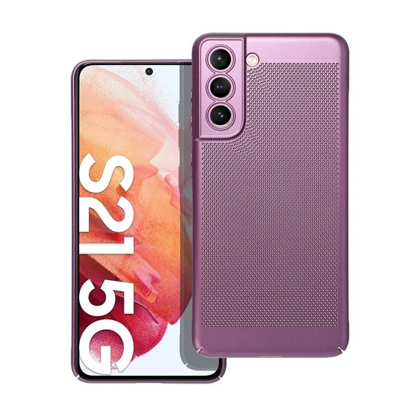 Samsung Galaxy S21 FE 5G SM-G990, Műanyag hátlap védőtok, légáteresztő, lyukacsos minta, Breezy, lila (RS142563)