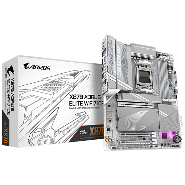 GIGABYTE Alaplap AM5 X870 AORUS ELITE WF7 ICE AMD X870, ATX