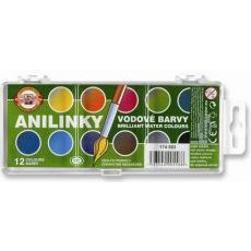 Vízfesték, 12 darabos, 22,5 mm, KOH-I-NOOR "Brillant" (WIKR-931203)