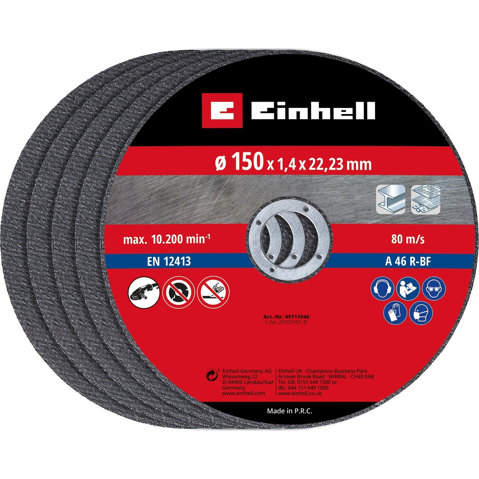 Einhell 49711946 5db-os 150x1mm KWB sarokcsiszoló vágókorong (49711946)