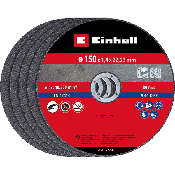 Einhell 49711946 5db-os 150x1mm KWB sarokcsiszoló vágókorong